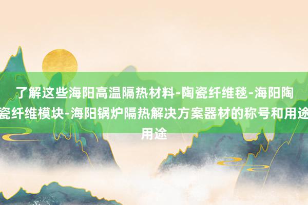了解这些海阳高温隔热材料-陶瓷纤维毯-海阳陶瓷纤维模块-海阳锅炉隔热解决方案器材的称号和用途